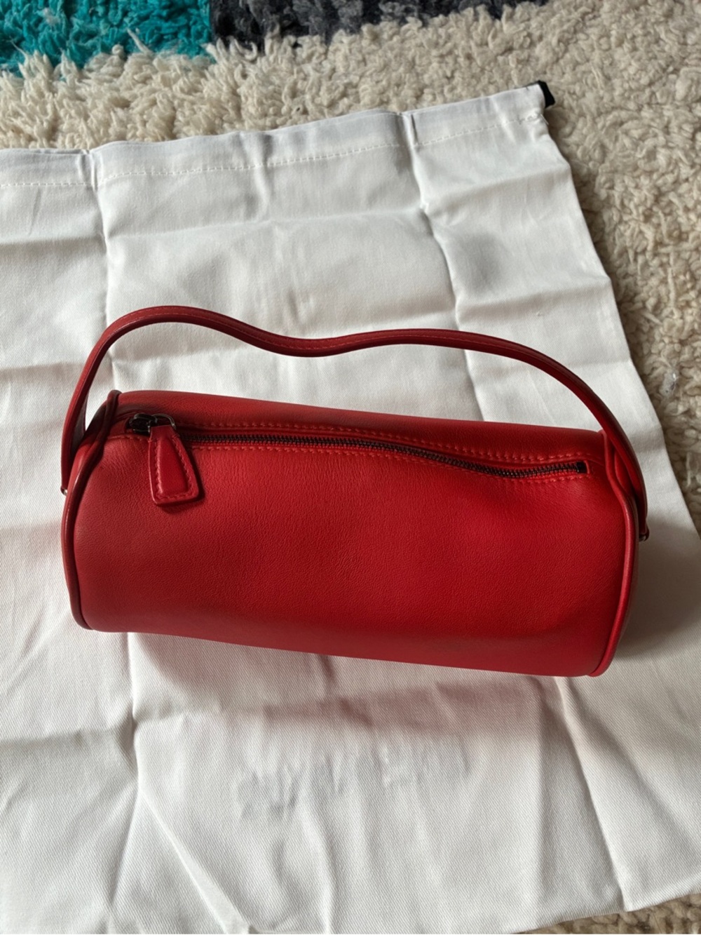 THE ROW - Red Leather Barrel Shoulder Bag 90s
